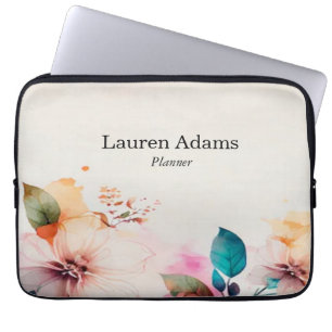 Aquarellfarbene Blume Pastellfarben individuelle N Laptopschutzhülle
