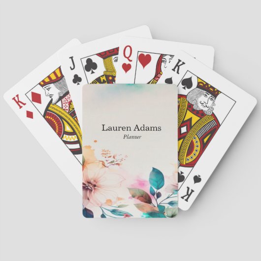 Aquarellfarbene Blume Pastellfarben individuelle N Spielkarten (Rückseite)