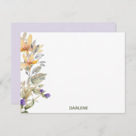 Aquarellfarbene Blume Personalisierte Flachnotiska Mitteilungskarte