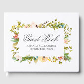 Aquarellfarbene Blume. Pfirsichhochzeit. botanisch Gästebuch (Vorderseite)