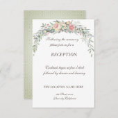 Aquarellfarbene Blume, Polka Dots Hochzeitsempfang Begleitkarte (Vorne/Hinten)