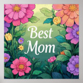 Aquarellfarbene Blume Poster (Vorne)