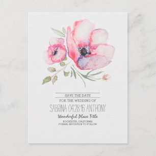 Aquarellfarbene Blume Romantisch Save the Date Ankündigungspostkarte
