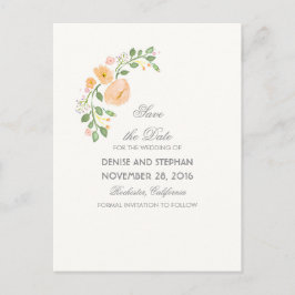 Aquarellfarbene Blume Romantische Save the Date Ankündigungspostkarte