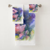 Aquarellfarbene Blume Rosa Mohnblüte Blume Badhandtuch Set (Insitu)