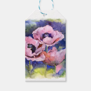 Aquarellfarbene Blume Rosa Mohnblüte Blume Geschenkanhänger