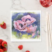 Aquarellfarbene Blume Rosa Mohnblüte Blume Serviette (Beispiel)