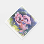 Aquarellfarbene Blume Rosa Mohnblüte Blume Serviette (Ecke)
