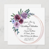 Aquarellfarbene Blume Rosa und Lila Hochzeit Einladung (Vorne/Hinten)