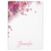 Aquarellfarbene Blume Rose Elegant Personalisiert Klemmbrett (Rückseite)
