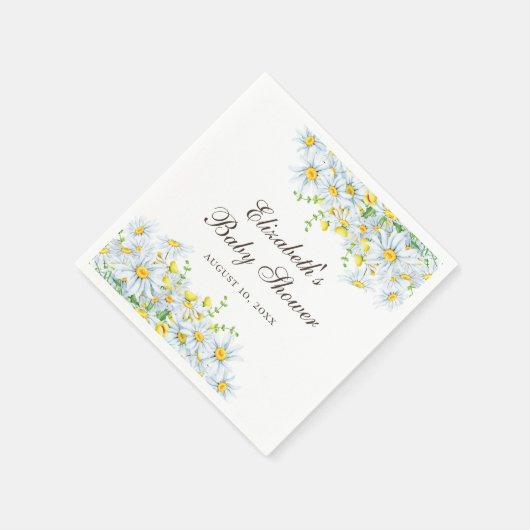 Aquarellfarbene Blume. Rustikale Blütendusche Serviette (Ecke)