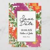 Aquarellfarbene Blume Save the Date Einladung (Vorne/Hinten)