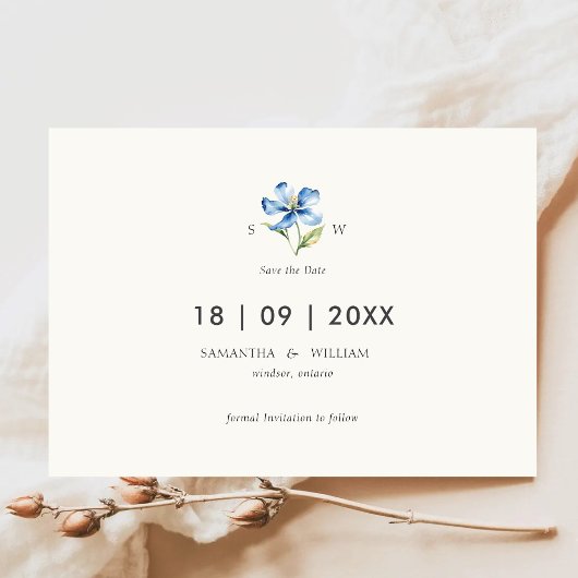 Aquarellfarbene Blume Save the Date Einladung