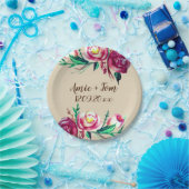 Aquarellfarbene Blume, Save the Date Papierplatte Pappteller (Party)