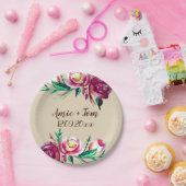 Aquarellfarbene Blume, Save the Date Papierplatte Pappteller (Party)