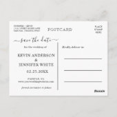 Aquarellfarbene Blume Save the Date staubblau Postkarte (Rückseite)