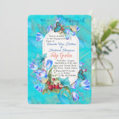 Aquarellfarbene Blume & Schmetterlinge besuchen. Einladung (Stehend Vorderseite)