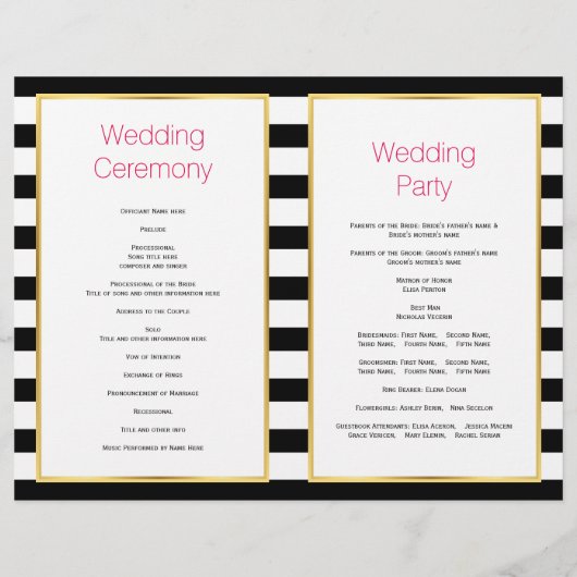 Aquarellfarbene Blume Schwarz-weißes Hochzeitsprog (Rückseite)