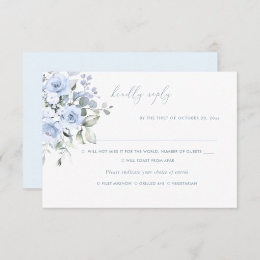 Aquarellfarbene Blume trübe blaue Rose, UAWG Einladung (Vorne/Hinten)