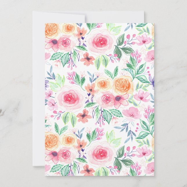 Aquarellfarbene Blume und Blätter (Vorderseite)