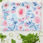 Aquarellfarbene Blume und Blätter 2 Geschirrtuch (Gefaltet)