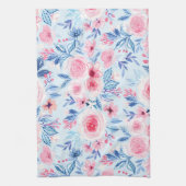 Aquarellfarbene Blume und Blätter 2 Geschirrtuch (Vertikal)