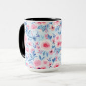 Aquarellfarbene Blume und Blätter 2 Tasse (Vorderseite Links)