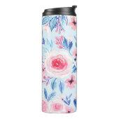 Aquarellfarbene Blume und Blätter 2 Thermosbecher (Nach links gedreht)