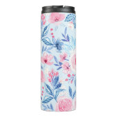 Aquarellfarbene Blume und Blätter 2 Thermosbecher (Rückseite)