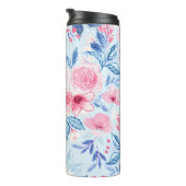 Aquarellfarbene Blume und Blätter 2 Thermosbecher (Nach rechts gedreht)