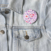 Aquarellfarbene Blume und Blätter 3 Button (Beispiel)