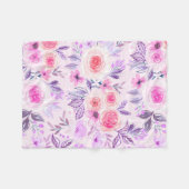 Aquarellfarbene Blume und Blätter 3 Fleecedecke (Vorderseite (Horizontal))