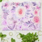 Aquarellfarbene Blume und Blätter 3 Geschirrtuch (Gefaltet)