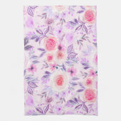 Aquarellfarbene Blume und Blätter 3 Geschirrtuch (Vertikal)