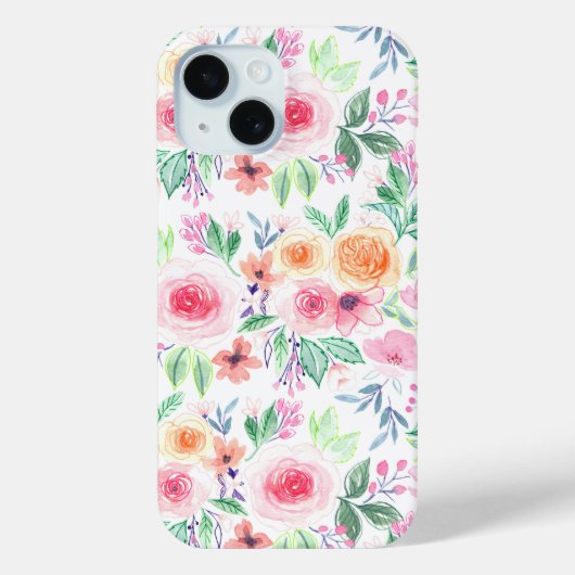Aquarellfarbene Blume und Blätter Case-Mate iPhone Hülle (Rückseite)