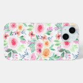 Aquarellfarbene Blume und Blätter Case-Mate iPhone Hülle (Rückseite (Horizontal))