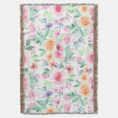 Aquarellfarbene Blume und Blätter Decke (Vorderseite Vertikal)