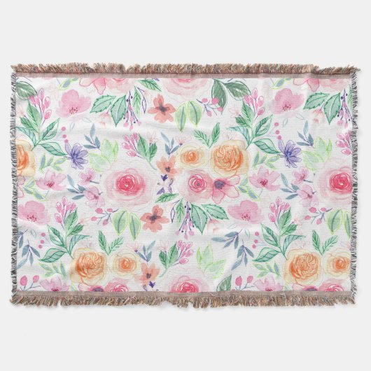 Aquarellfarbene Blume und Blätter Decke (Vorderseite)