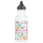 Aquarellfarbene Blume und Blätter Edelstahlflasche (Links)