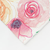 Aquarellfarbene Blume und Blätter Fleecedecke (Ecke)