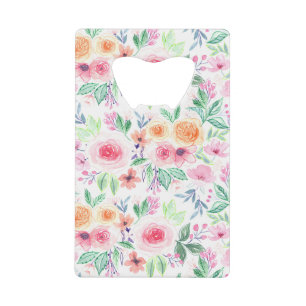 Aquarellfarbene Blume und Blätter Geldbeutel Flaschenöffner