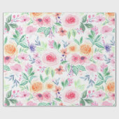 Aquarellfarbene Blume und Blätter Geschenkpapier (Flach)