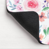 Aquarellfarbene Blume und Blätter Mousepad (Ecke)