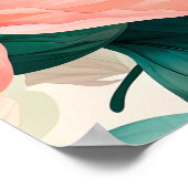 Aquarellfarbene Blume und Blätter Poster (Ecke)