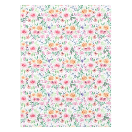 Aquarellfarbene Blume und Blätter Tischdecke (Vorderseite)