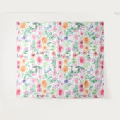 Aquarellfarbene Blume und Blätter Wandteppich (Vorderseite (Horizontal))