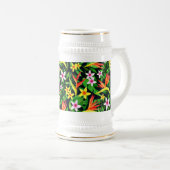 Aquarellfarbene Blume und Blumenmuster aus Frucht- Bierglas (VorderseiteRechts)