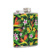 Aquarellfarbene Blume und Blumenmuster aus Frucht- Flachmann (Rechts)