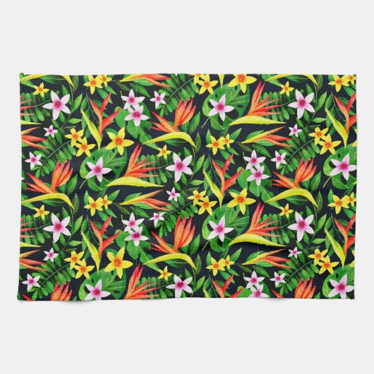 Aquarellfarbene Blume und Blumenmuster aus Frucht- Geschirrtuch (Horizontal)