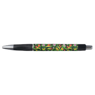 Aquarellfarbene Blume und Blumenmuster aus Frucht- Kugelschreiber